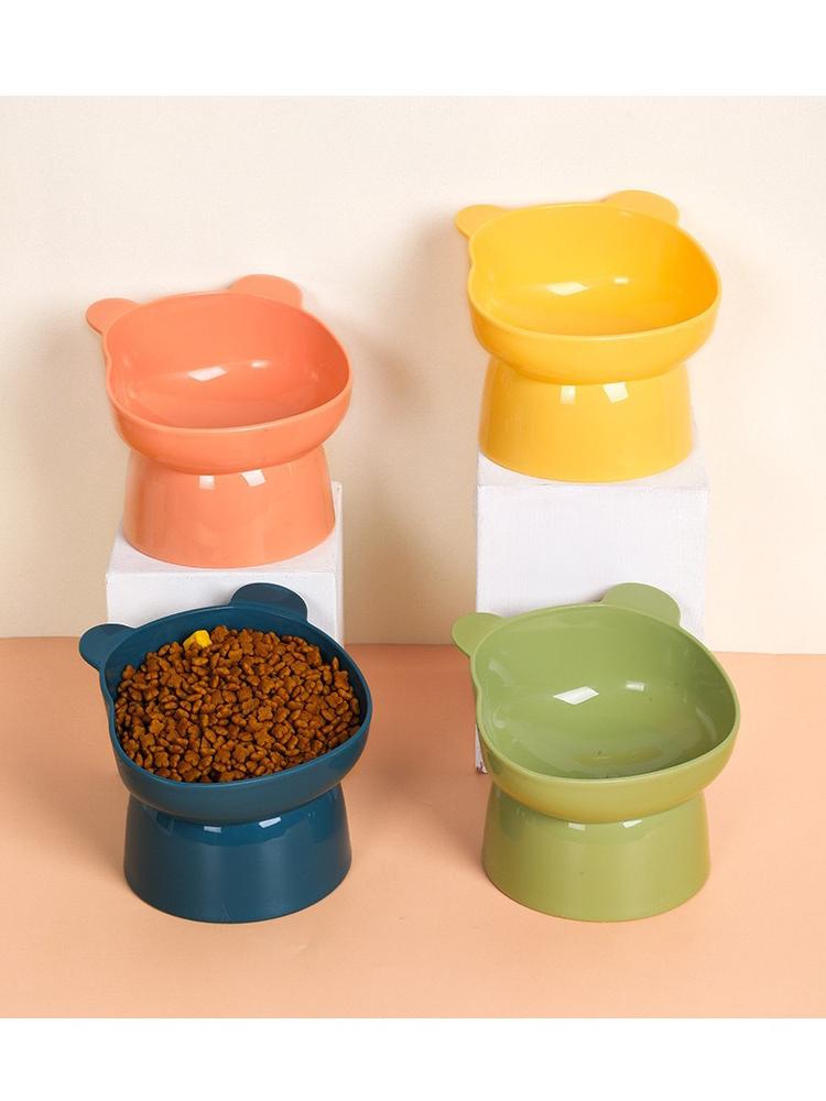 1pc dog bowl, cat bowl, neck protection, cat food bowl, tilted high footed cat bowl, cartoon anti spill pet bowl