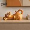 Healing Mood Cat Figurine Stretching Kitten Figurine Resin Statue Cute Animal Ornament Miniature Gift for Friends Compact Desktop Decoration
