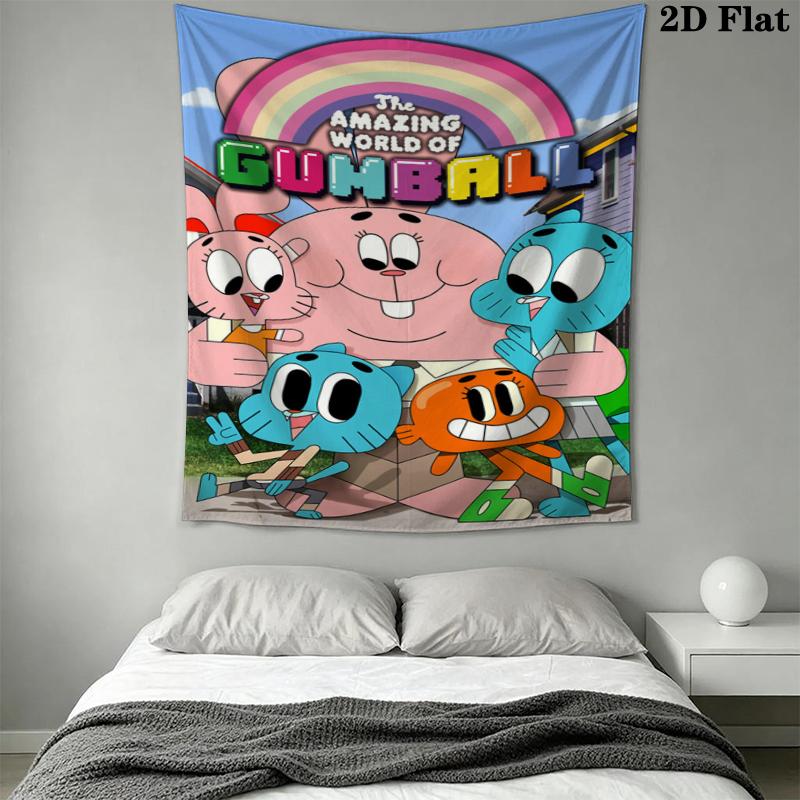 The Amazing World of Gumball Wall Tapestry Aesthetic Wall Hanging Printed Fabric Blanket Decorative Tapestries for Bedroom Living Room Home Decor