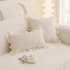 Cream Style Sofa Throw, Full Coverage All-Season Lace Skirt Sofa Cover, Universal Full Package Blanket