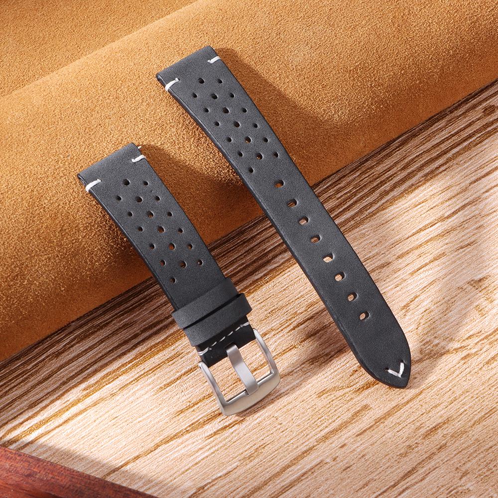 20mm 22mm Leather Wristband for Men Women Causal Breathable Watch Strap Brown Quick Release Bracelet for Seiko 5 for Huawei Gt3