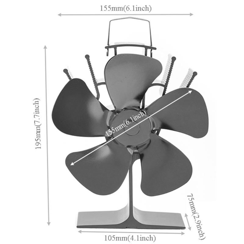 SF304G 5 Blades Wood for Burner Fan Heat Powered Stove Fan Fireplace Fan Efficient Wood Stove Fan Larger Air Flow Perfec