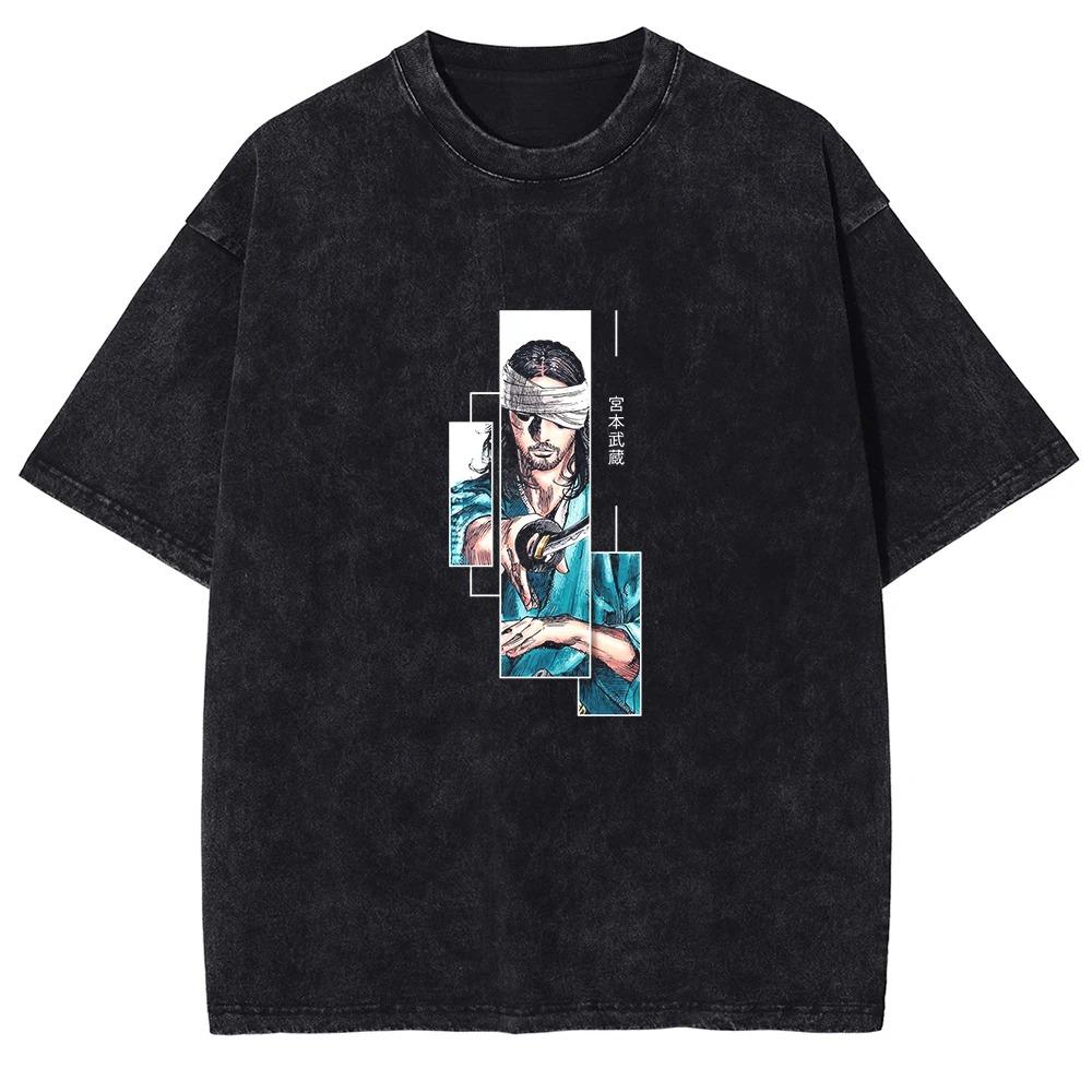 Vagabond (Miyamoto Musashi) "Think Only About Your Art" Quote Vintage Acid Washed Oversized Streetwear Japanese Samurai Manga Graphic T-Shirt Top