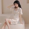 Pajamas Women's Summer Ice Silk Short Sleeve Shorts Summer Thin New Year's New Simulation Silk High-end Loungewear