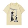 Men's 100% Cotton Crew Neck Short Sleeve T-Shirt, Funny Pawn Chess Piece Mirror Reflection Queen Print Casual Summer Fashion Tees for Chess Lovers Dai