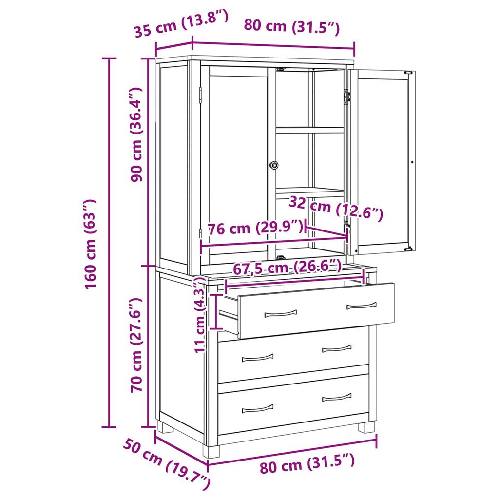 Storage Furniture Set with Drawers Brown Wood Based Material
