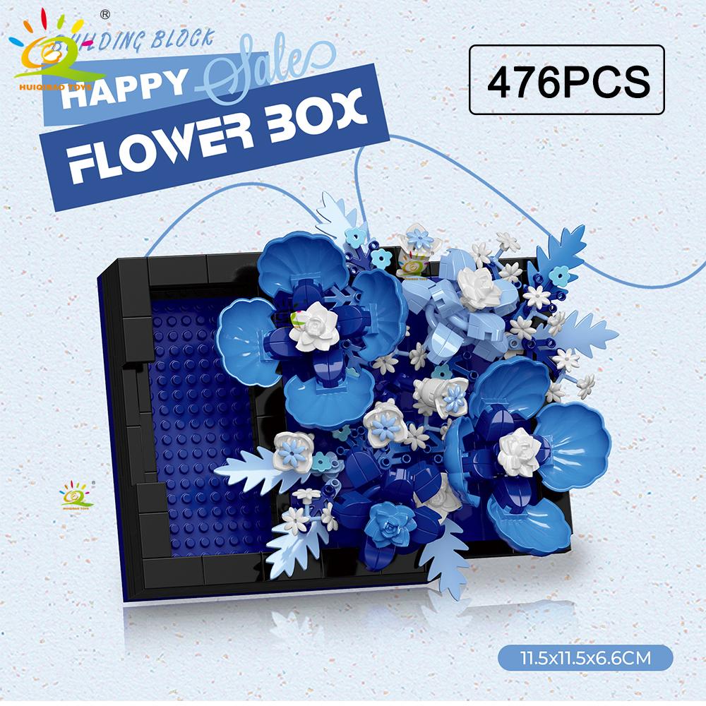 

HUIQIBAO MOC Flower Display Rack Micro Building Block Succulent Mini 3D Diamond Model Brick Toy for Children Desk Decoration