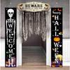 Mexican Day of The Dead Couplet Halloween Skull Pattern Banner Halloween Horror Themed Party Decor Door Hanging Flags Curtain