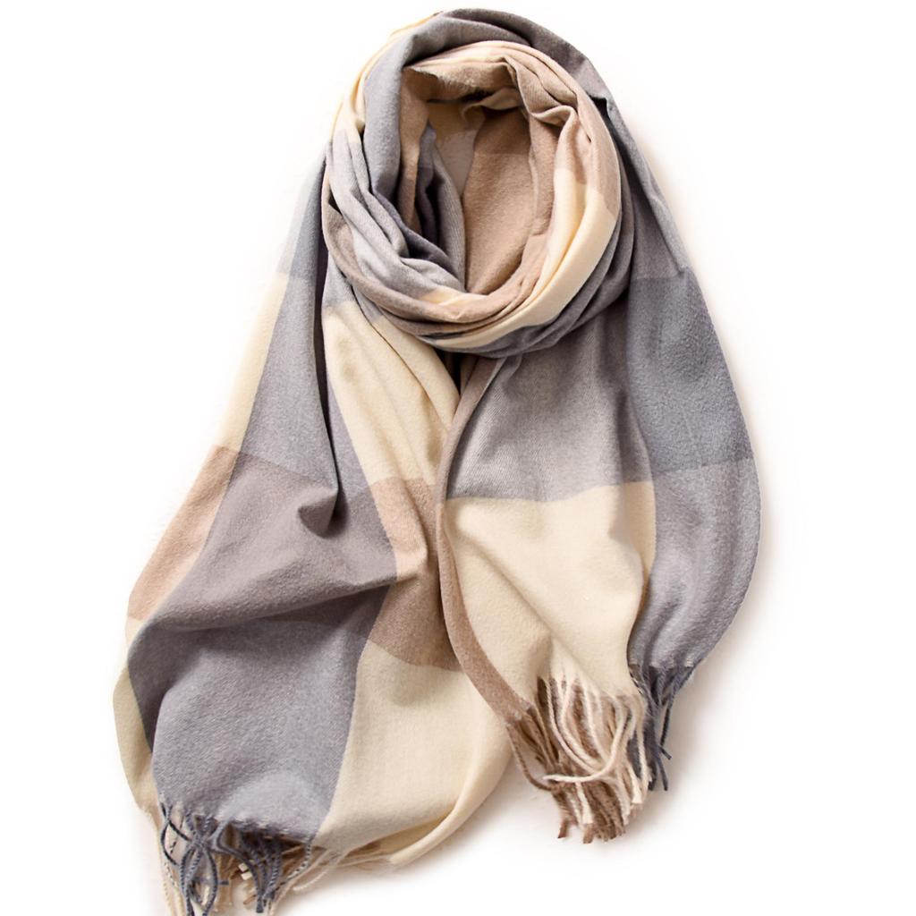 2025 Elegant Women's Striped Plaid Shawl – High-End Autumn/Winter Fashion Scarf