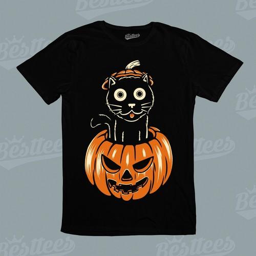 Halloween Pumpkin Black Cat Magic Dark October Horror T-Shirt S разноцветный