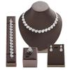 Stylish and Simple Zircon Necklace Earrings Set Copper Plated Party Banquet Popular Accessories Women