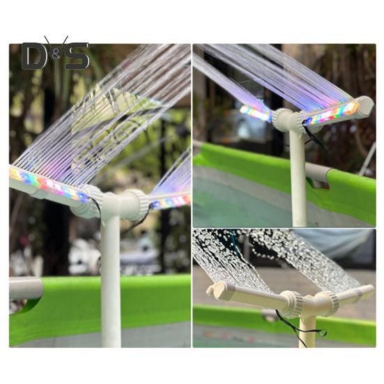 Fontanna solarna do basenu z kolorowymi światłami RGB, regulowany zraszacz basenowy ze zdalnym sterowaniem, wodospad do basenu, do montażu na górze i na dole