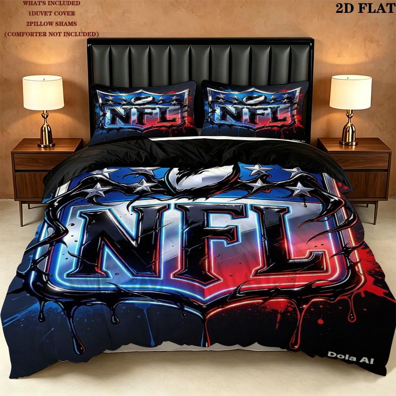 National Football League Muster Bettwäsche Steppdecken-Set Bettdeckenbezug Kissenbezug Heimdekoration Geburtstagsgeschenk (1 * Bettbezug + 2 * Kissenbezug ohne Füllung)