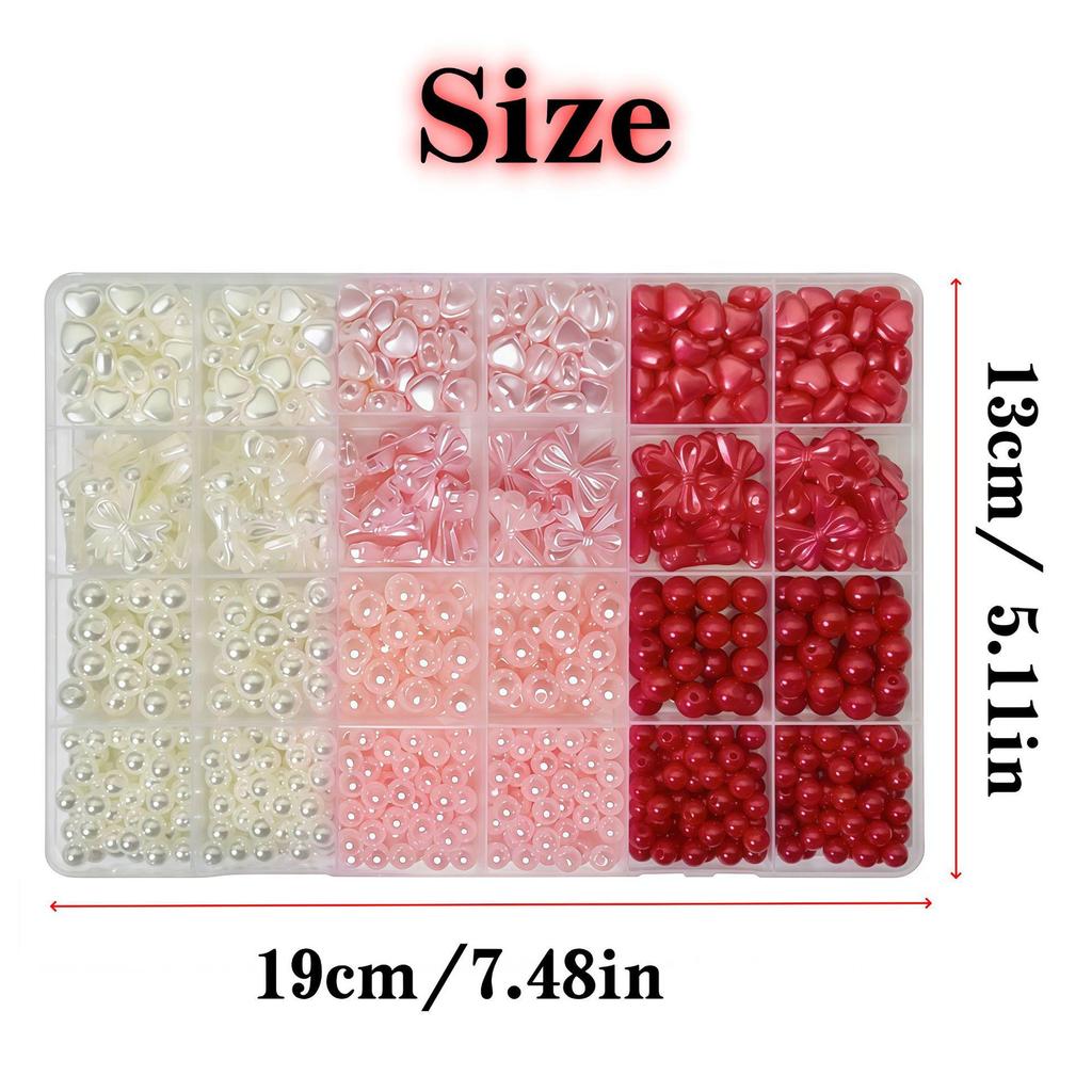 740-teiliges DIY-Perlen-Set: Herz- und Schleifenformen für handgefertigte Armbänder und Halsketten