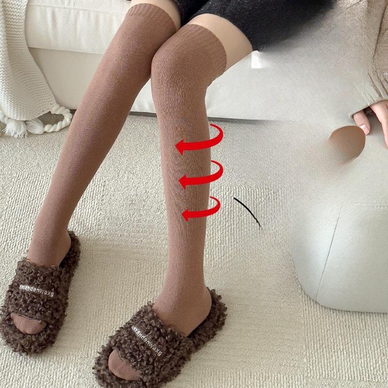 Cashmere Knee-high Women's Autumn and Winter Socks with Thickened Fleece and Anti-slip High-top Warm Loops
