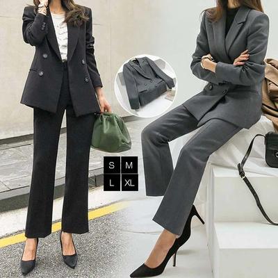Spring and Autumn Professional Suit Suit Women's Gray Tooling Suit Office  Blazers Overalls