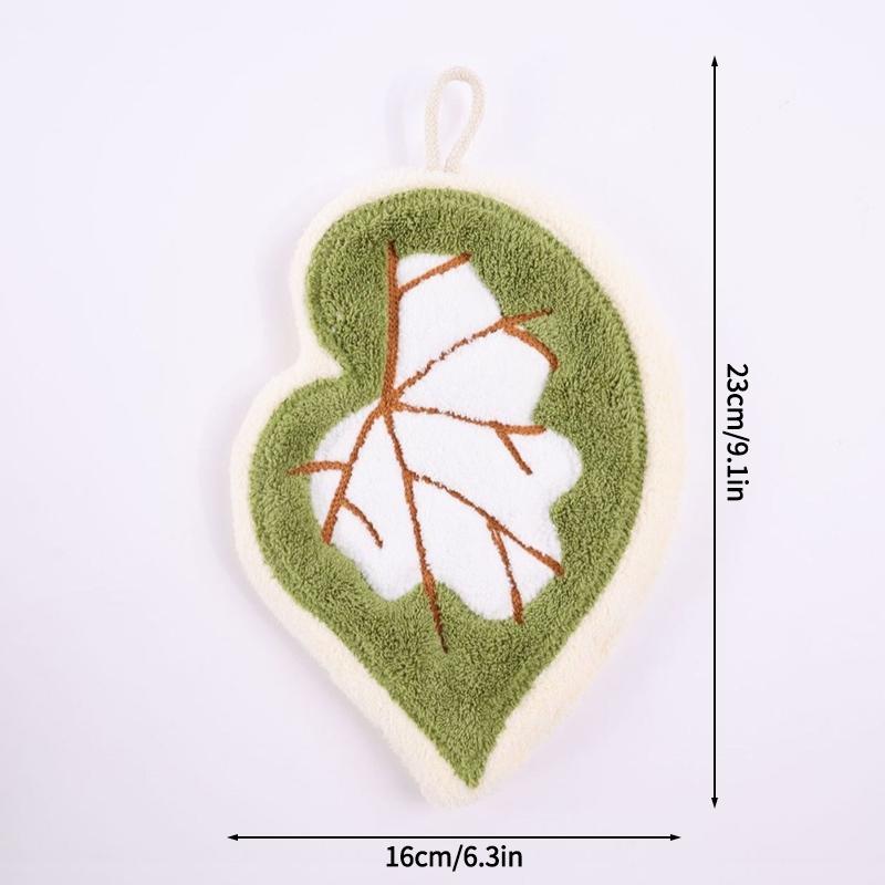 Thickened Plush Kitchen Towel Infusion Shaped Washable Clear Plant Print Hanging Absorbent Towel Household Decorative Towel
