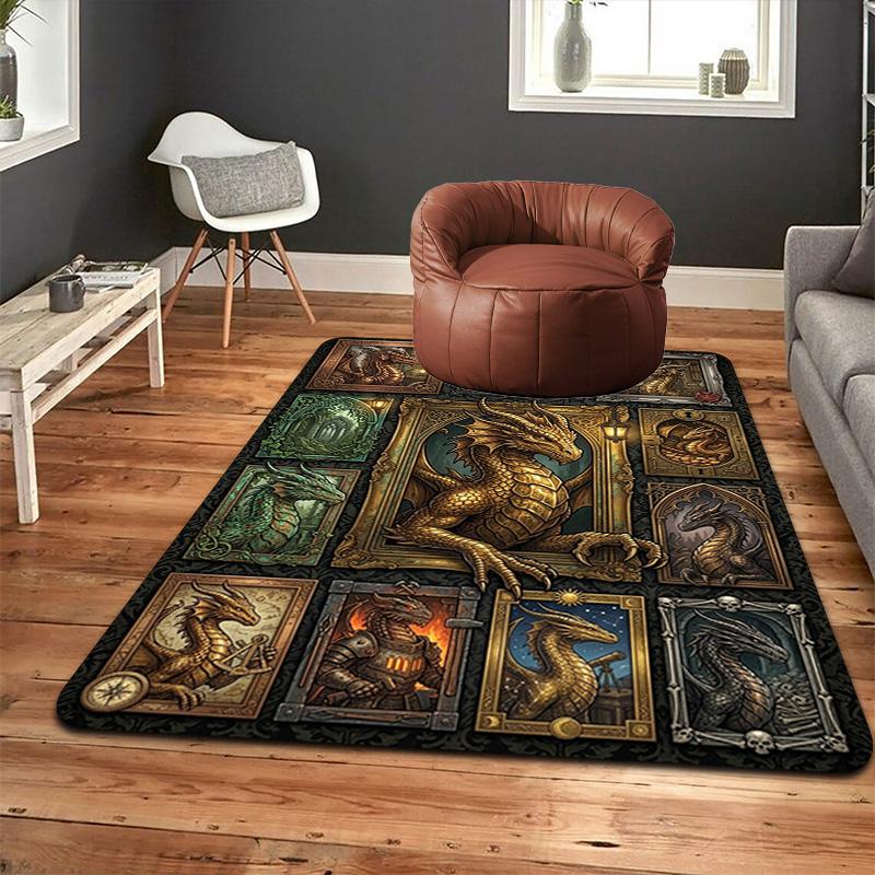 Golden Dragon Compilation Pattern Rug Floor Mat for Living Room or Bedroom Soft and Comfortable Carpet a Gift for Birthday and Holiday.