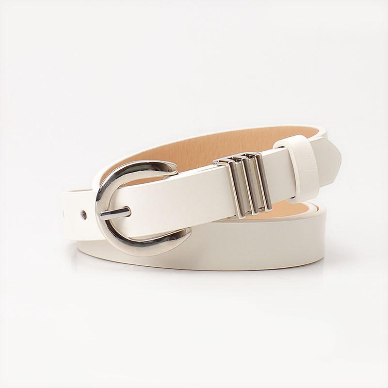 Minimalist Womens Leather Belt For Jeans And Trousers With Gold Alloy Buckle