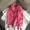 Fashion Black White Branch Floral Tassel Viscose Shawl Scarf Lady High Quality Wrap Pashmina Stole Bufanda Muslim Hijab 180*90Cm