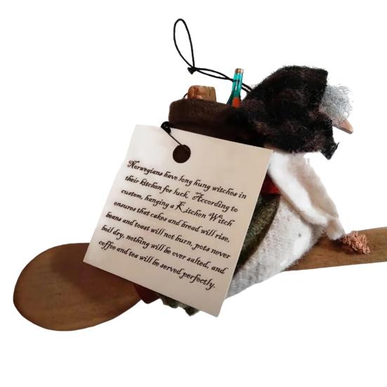 Kitchen Witch Decoration Spoon Doll Handmade Folk Art Good Luck Talisman Figure Wall Door Stove Decor