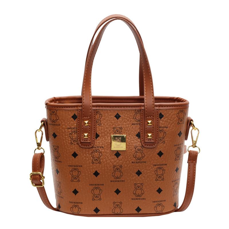 High-end Little Girl New Autumn and Winter Niche Texture Portable Bucket Bag Versatile Shoulder Messenger Bag Bag