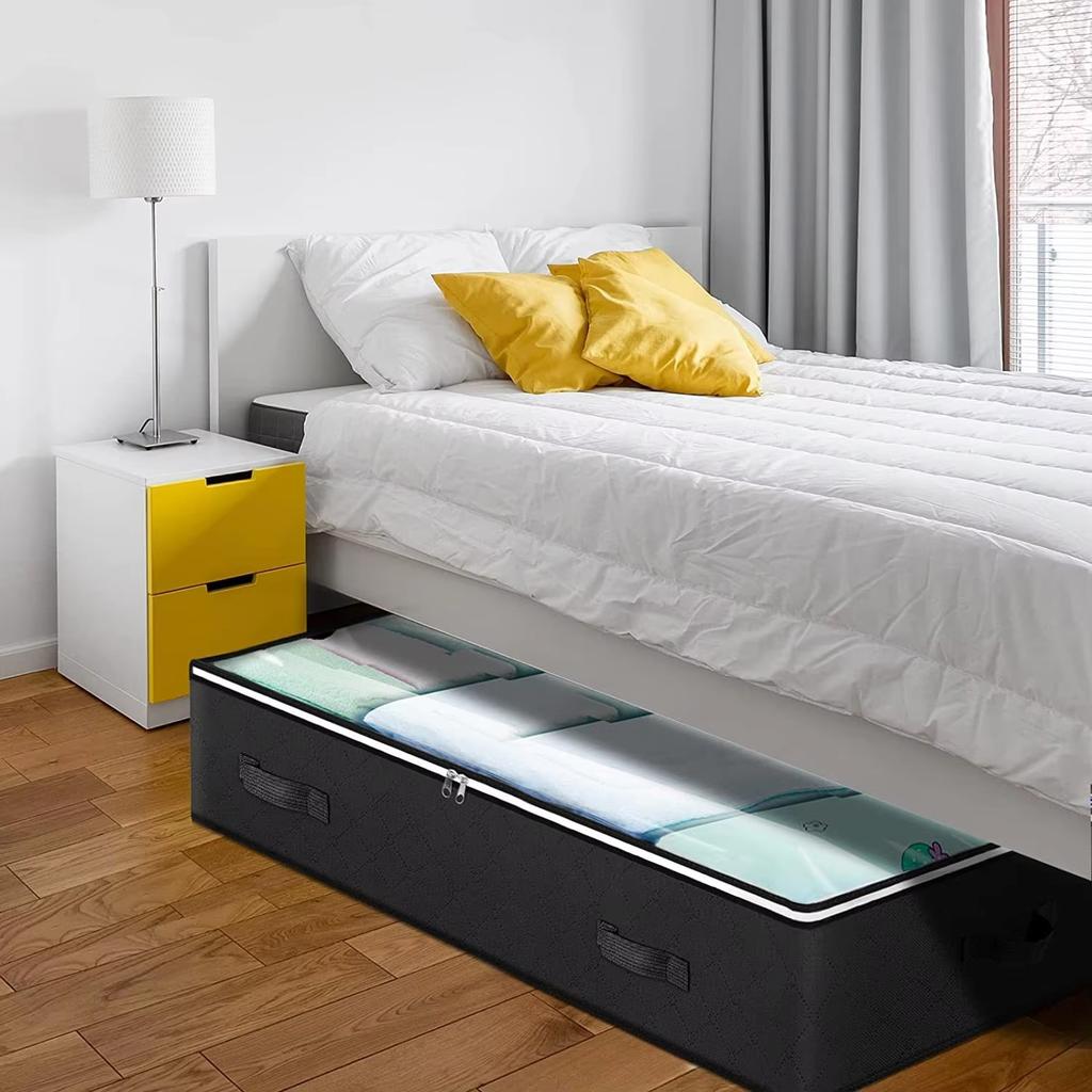 Foldable Bed Storage Container With A Transparent Window And A Lrge Capacity Bed Undergarments Storage Box Clothing Storage Bag