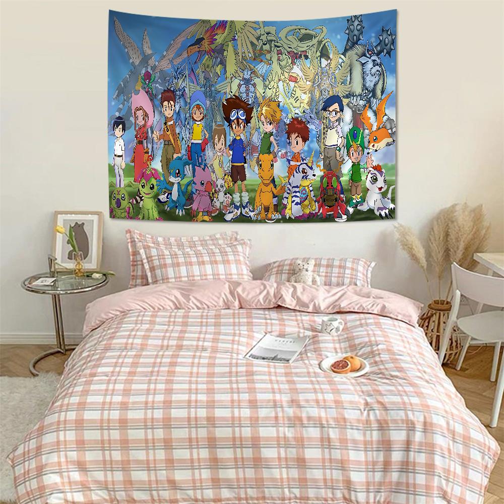 DDigimonS CARTOON Buntes Wandbehang-Gobelin Günstiger Hippie-Wandbehang Böhmische Wandteppiche Mandala-Wandbehang-Blätter
