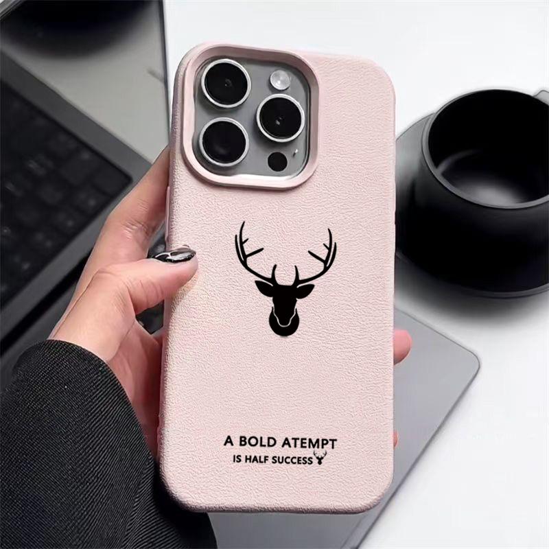 For iPhone 16 Pro Max 16E 15 Pro 14 13 12 11 Phone Case Deer Pattern Slim Matte Anti-Fall TPU Soft Shockproof Bumper Cover