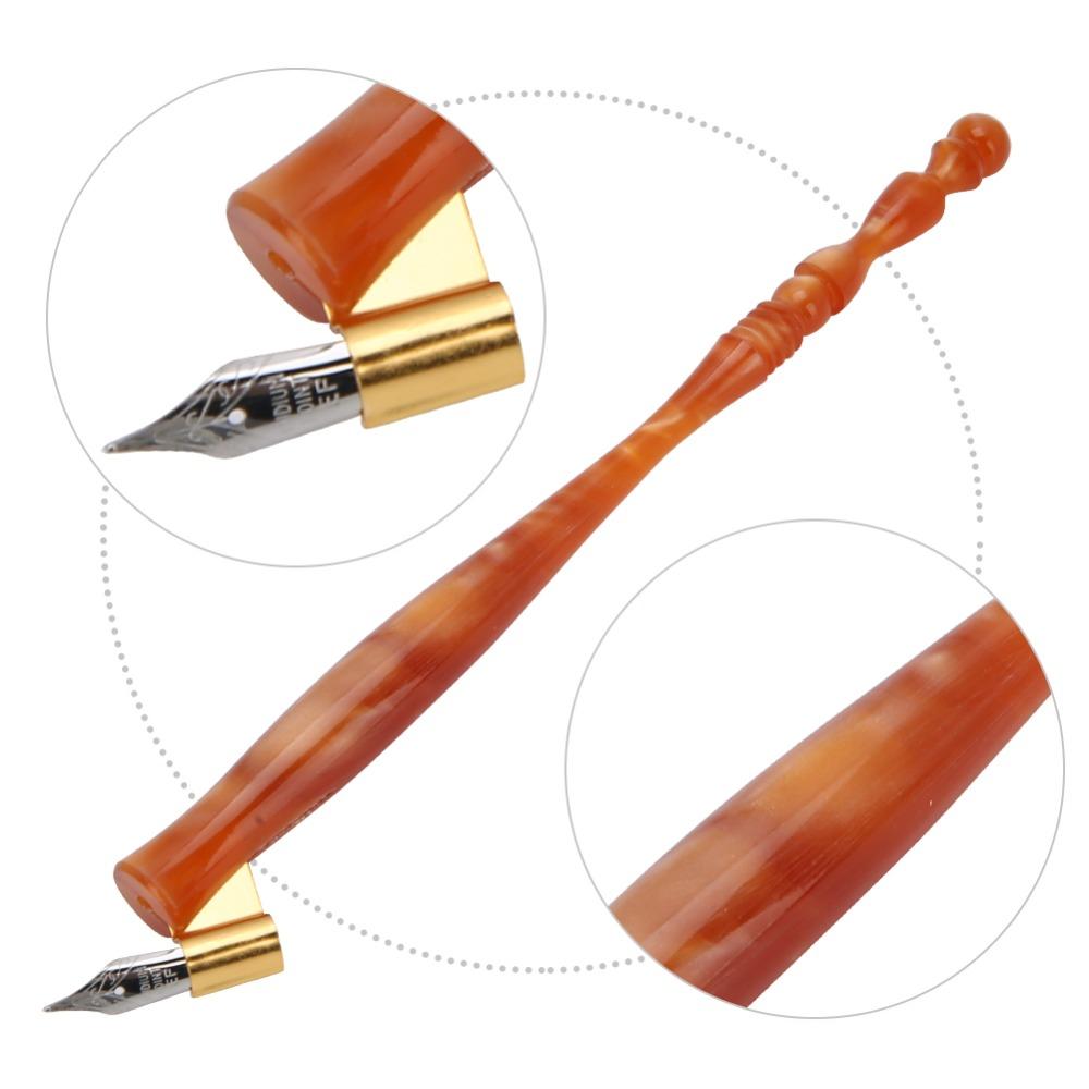 7pcs Antique Copperplate Finish Calligraphy Dip Pen Flat Nibs Oblique Pen Holder For Artists