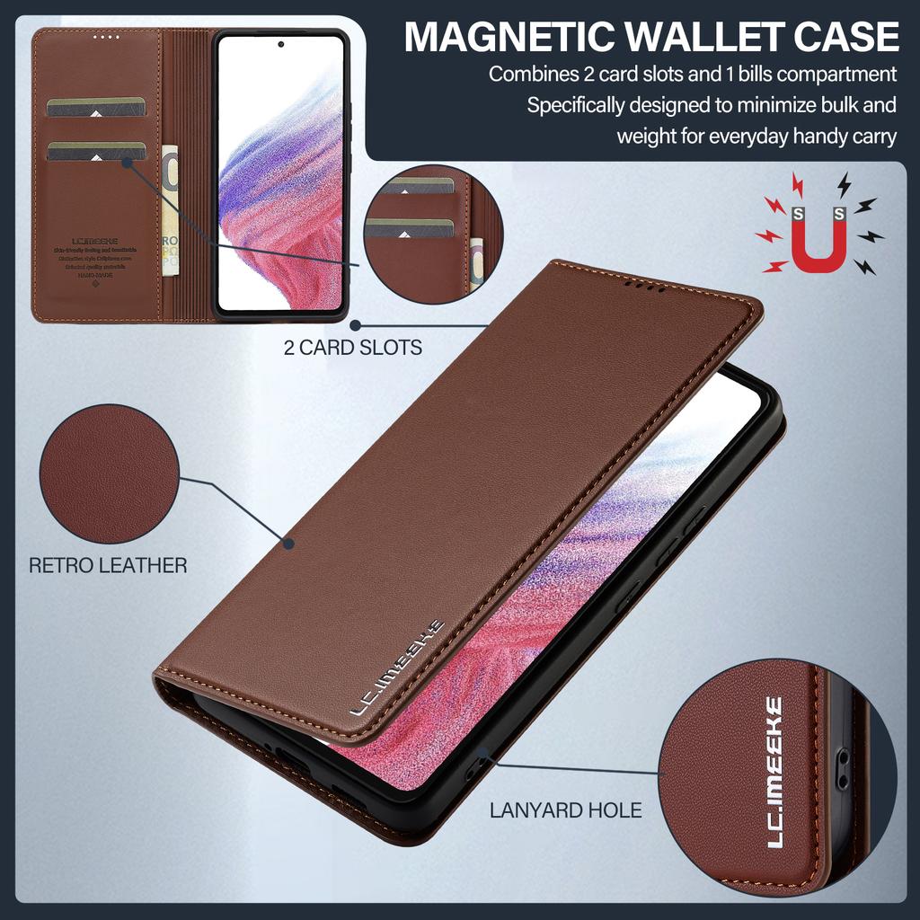 LC.IMEEKE L1 Series for Samsung Galaxy A53 5G Case PU Leather Wallet Stand Protective Phone Cover