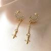 Ladies Zircon Hot Sale Sparkling Delicate Moon Earrings CZ Tassel Stud Jewelry Pendant Birthday Gift