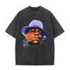 Washed Vintage Rapper The Notorious Big World Tour  Tshirt Biggie Smalls Print T Shirts Men Women Hip Hop Oversized Tshirts