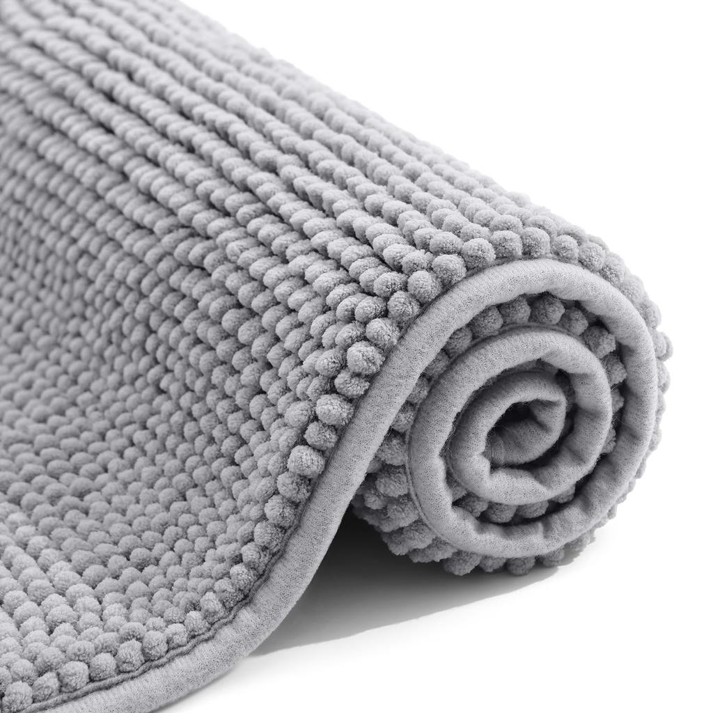 Chenille Bath Mats Extra Soft Comfort Bathroom Mats Super Absorbent Non Slip Fluffy Mats Machine-Washable Dry Bath Rugs