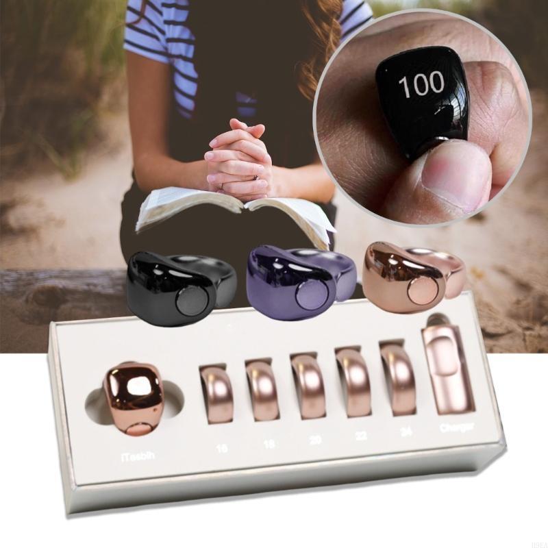 Digital Display Intelligent Counting Rings With Wireless Charger 5 Size Adjustable For Prayer And Zikr Up To 99999 Count