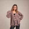 2025 Spring and Autumn New Style Women's Clothing Pocket Contrasting Color V-neck Knitted Cardigan Sweater Women's Jacket
