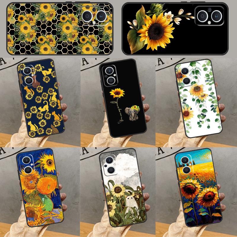 Beautiful Yellow Sunflower Case For OPPO Reno 13 12 11 F 8T 7 8 10 Pro OPPO Find X8 Pro X6 Pro X3 X5 Lite Cover Coque