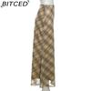 BITCED Summer Women's Solid-Color Slim-Fit Pencil Skirt Street Style High-Waisted Plaid Skirt