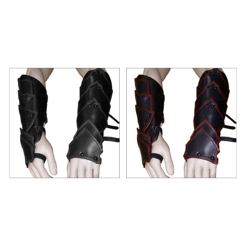 Gothic Arm Guard Adjustable Cosplay Medieval Arm Gauntlets Wristband for Men Women Vintage Role Play Party Armor Bracers
