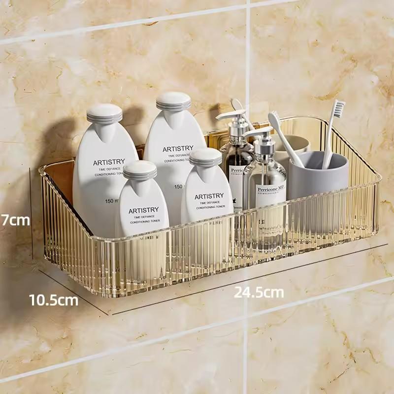 Corner Wall Mounted Cosmetics Storage Rack Plastic No Hole Required Organizer for Bathroom Accessories
