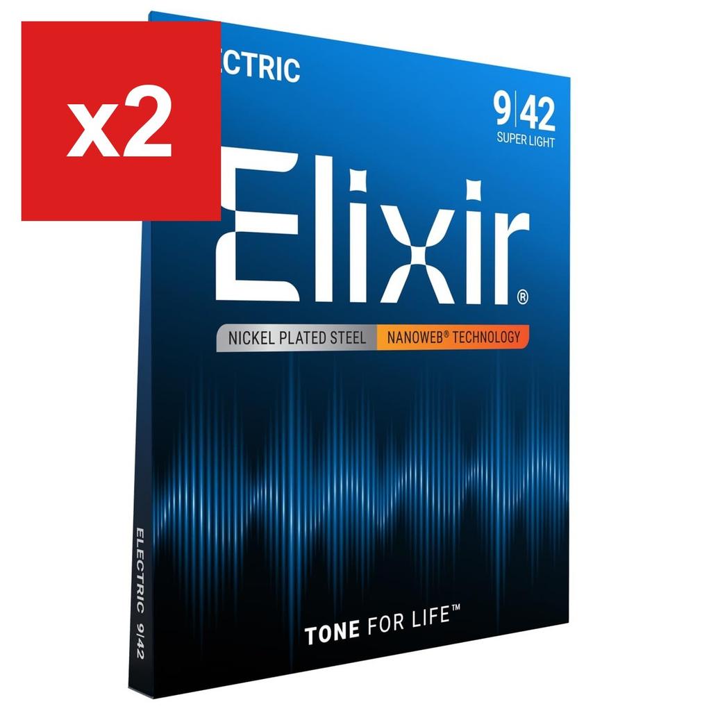 Electric Guitar Strings Elixir NANOWEB Super Light .009-.042 #12002
