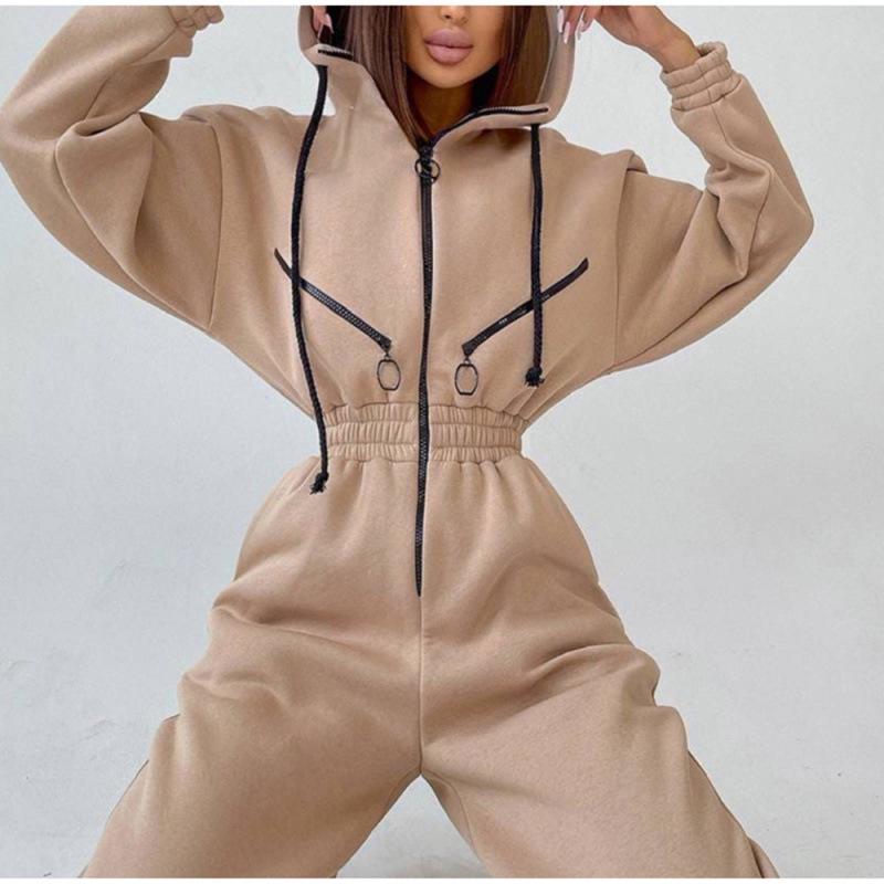2024 Sporty Casual Women's Hooded Jumpsuit Set