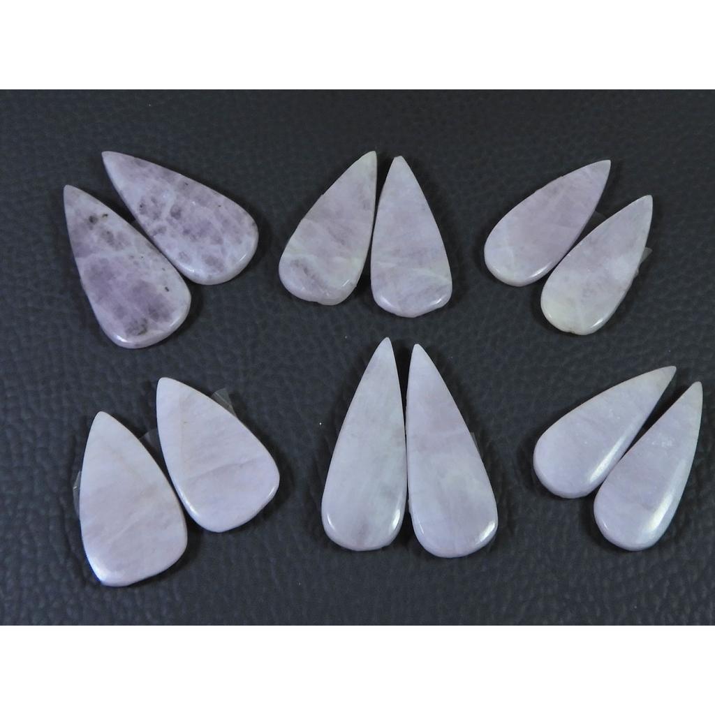 149Cts. Natural Pink Kunzite Matched Pair Pear Cabochon Gemstone 6Pair Lot C-1358