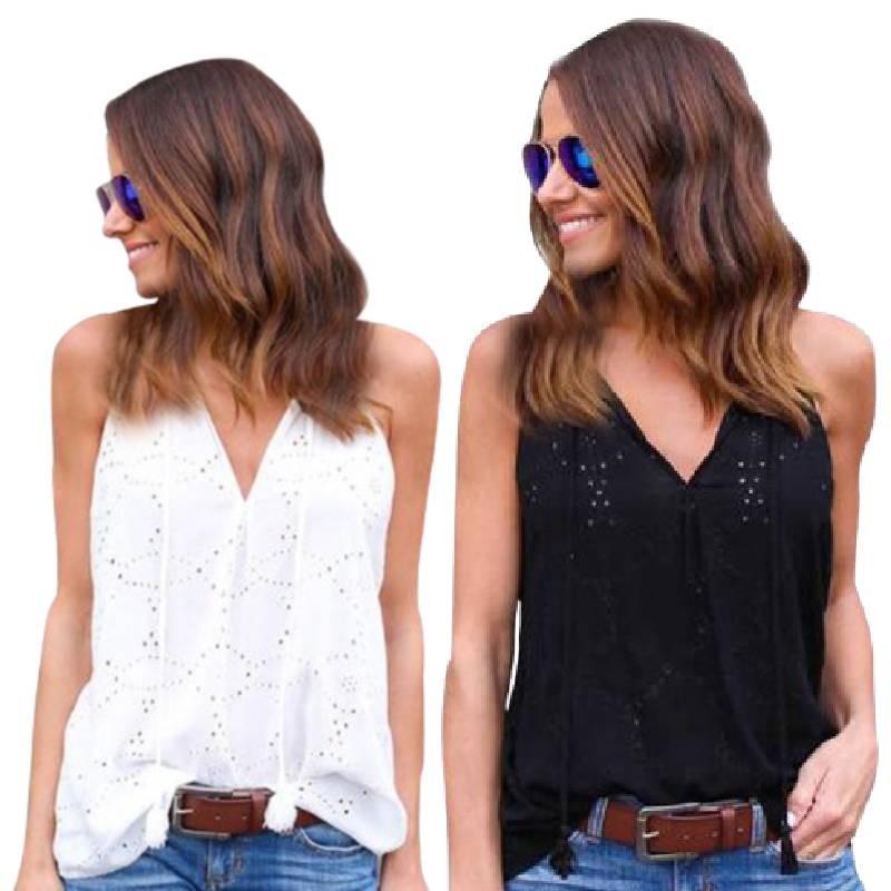 Elegant Women's Cotton Lace Top With Embroidery For Summer Casual Outfits