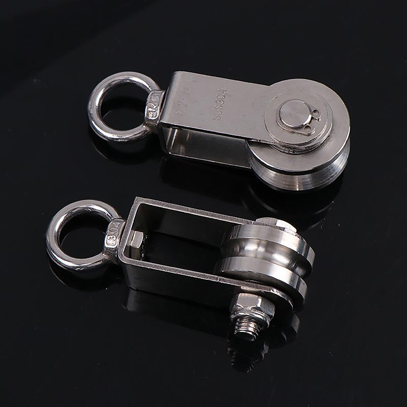 1Pc 304 Stainless Steel Duplex Bearing Super-Silent Detachable Rotation Pulley System Gym Traction Wheel U/V Type Swivel Pulley