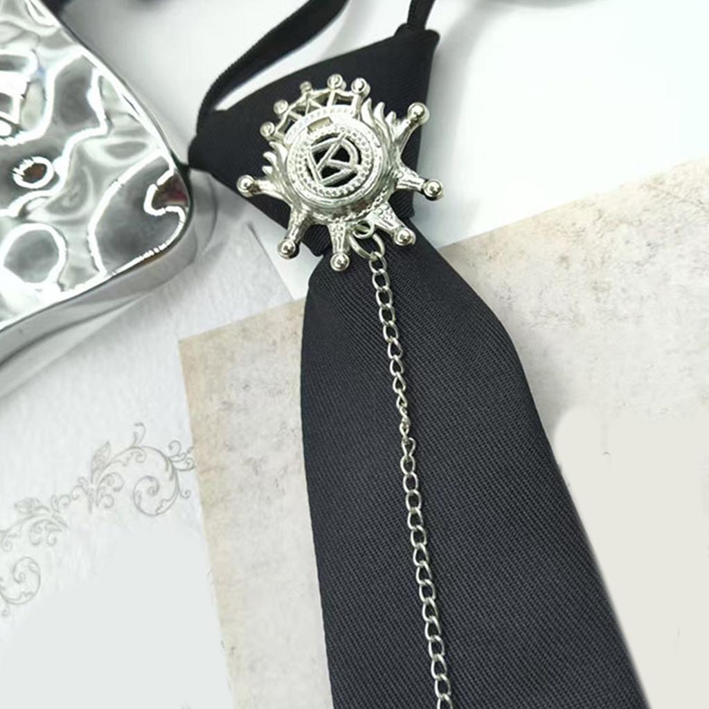 Adjustable Pre Tied Vintage Neck Tie Student Uniform Metal Arrows Chain Tie For Punk Rock Outfit Anime Cosplay Accessory