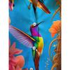 Women's Satin Long-sleeve Button Shirt with Hummingbird and Tropical Floral Print, Full of Vitality Style