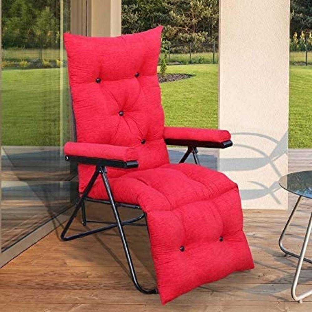 Recliner Folding Easy Chair | 5 Adjustable Postions | Cushioning | Portable & Space Saving Easy Chair For Home Relax Old Age | Black, Mild Steel