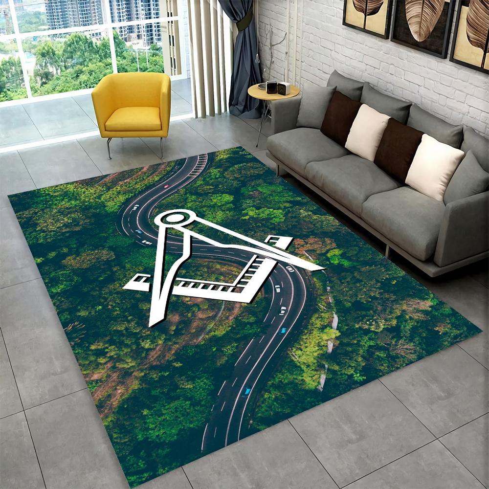 Alfombra de área de anillo Illuminati masónico masón 3D, alfombra de ojo que todo lo ve para decoración de felpudo de sala de estar y dormitorio, alfombra antideslizante