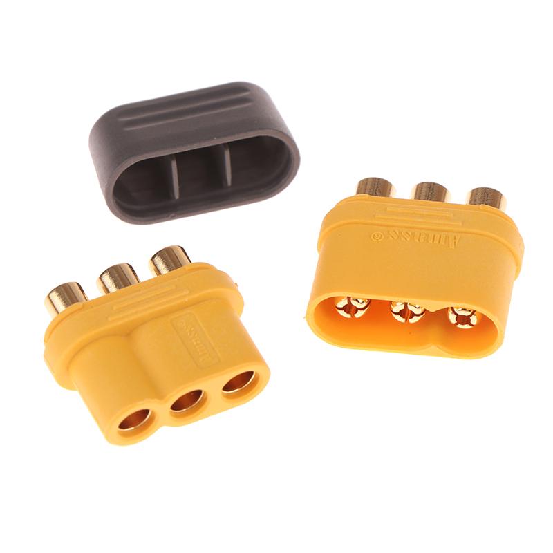 1 Pair Amass Mr60 Plug 3.5Mm 3 Core Connector T Plug Interface Connector Sheathed With Protector Cover For Rc Model